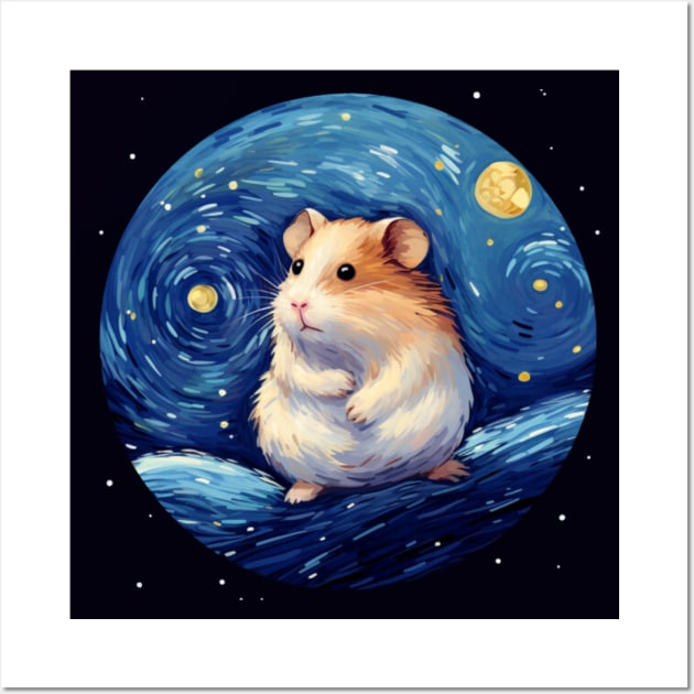 Scared Hamster, van gogh style, starry night, Post-impressionism Wall Art by Pattyld